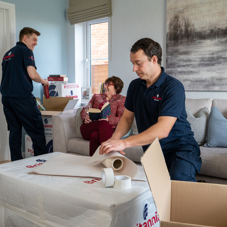 Interior of a Bradshaw International of Manchester van, neatly packed with furniture and boxes for a safe move in Greater Manchester.